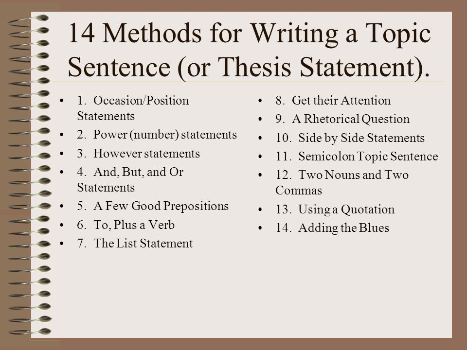 Topic Sentence and Thesis Statement: The Keystones of Organized Writing